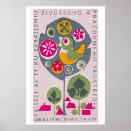 Vogel im Baum - Matchbox-Druck - Tschechische Wand Poster
