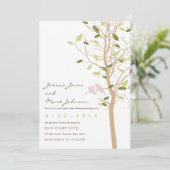 Vögel im Baum mit Blätter Einladung (Stehend Vorderseite)