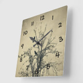 Vögel im Baum - Quadratische Wanduhr (Winkel)