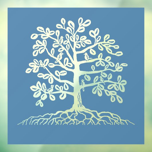 Vögel im Baumausschnitt Fensteraufkleber (Blatt 3)