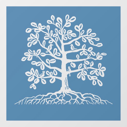 Vögel im Baumausschnitt Fensteraufkleber (Blatt)