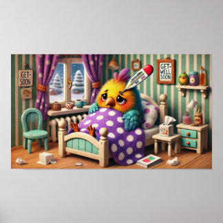 Vögel im Bett Poster