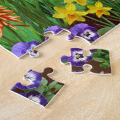 Vögel im Blumengarten | Farblich Puzzle (Seite)