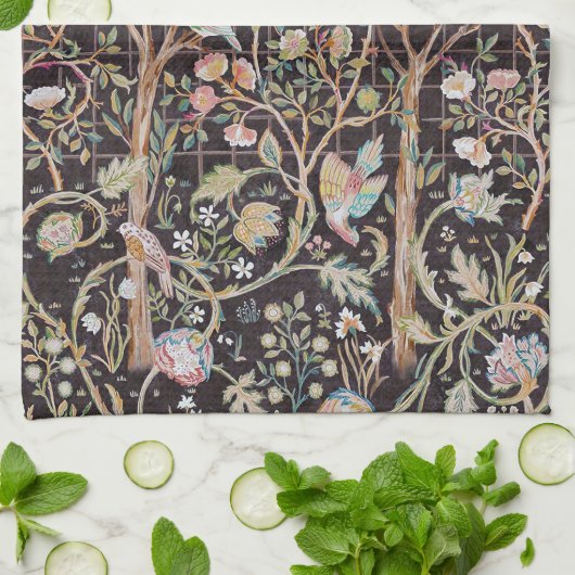 Vögel im Blumengarten, William Morris Geschirrtuch (Gefaltet)