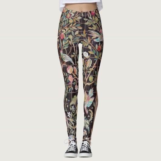 Vögel im Blumengarten, William Morris Leggings (Vorderseite)