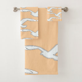 Vögel im Flight Bath Accessory Peach Badhandtuch Set