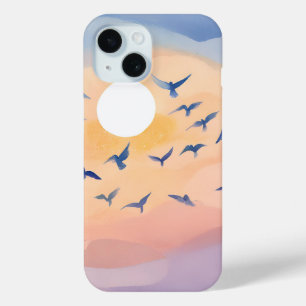 Vögel im Flug   Sonnenuntergang Natur Aquarell Case-Mate iPhone Hülle