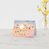 Vögel im Flug | Sonnenuntergang Wasserfarbe Karte (Gelbe Blume)