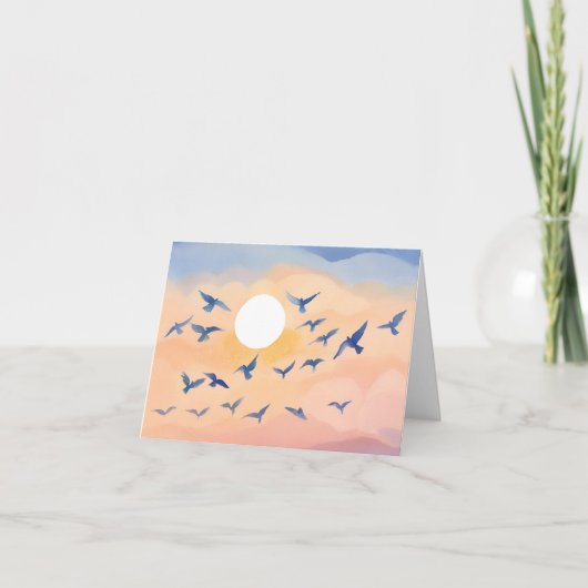 Vögel im Flug | Sonnenuntergang Wasserfarbe Karte (Vorderseite)
