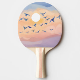 Vögel im Flug | Sonnenuntergang Wasserfarbe Tischtennis Schläger