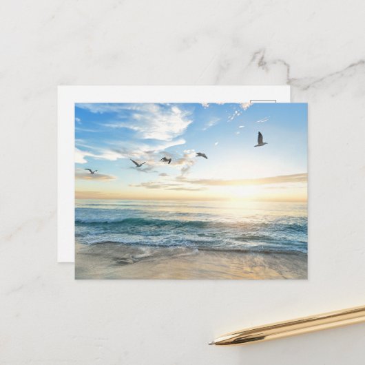 Vögel im Flug über dem Ozean Postkarte (Vorderseite/Rückseite Beispiel)