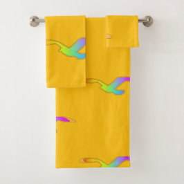 Vögel im Flug Wiederholung gelb Badhandtuch Set