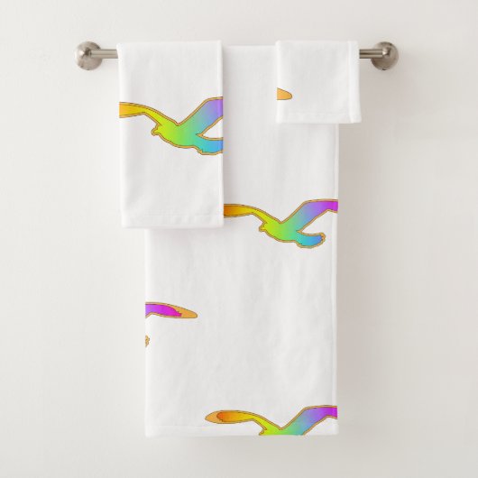 Vögel im Flug Wiederholung weiß Badhandtuch Set (Insitu)