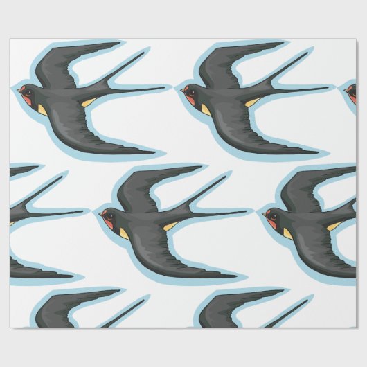 Vögel im Flugzeug Geschenkpapier (Flach)