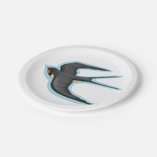 Vögel im Flugzeug Pappteller (Schrägansicht)