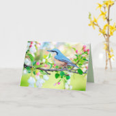 Vogel im Frühjahr Grußkarte Karte (Gelbe Blume)