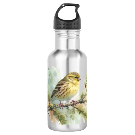 Vogel im Frühlingswasser Edelstahlflasche (Vorderseite)