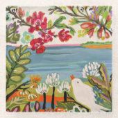 Vögel im Garten Glasuntersetzer (Vorderseite)