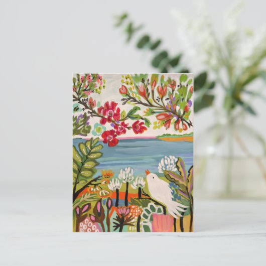 Vögel im Garten Postkarte (Stehend Vorderseite)
