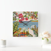 Vögel im Garten Quadratische Wanduhr (Zuhause)