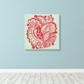 Vögel im Garten (Rot auf Weide) Leinwand drucken (Insitu (Holzboden))