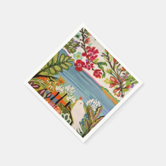 Vögel im Garten Serviette (Ecke)