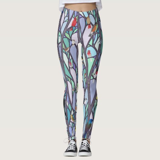 Vögel im Glasbaum Leggings (Vorderseite)