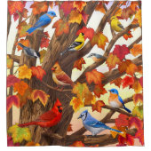 Vögel im Herbst Ahornbaum Duschvorhang (Vorderseite)