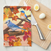 Vögel im Herbst Ahornbaum Geschirrtuch (Viertel Falte)