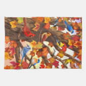 Vögel im Herbst Ahornbaum Geschirrtuch (Horizontal)
