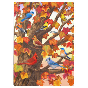 Vögel im Herbst Ahornbaum Klemmbrett