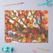 Vögel im Herbst Ahornbaum Seidenpapier (Basteln)