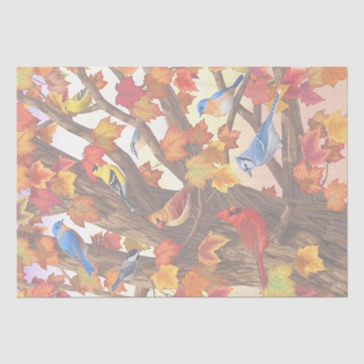 Vögel im Herbst Ahornbaum Seidenpapier (Vorderseite)