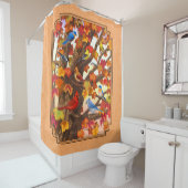 Vögel im Herbst Ahornbaumpfirsich Duschvorhang (Beispiel)