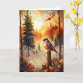 Vogel im Herbst Karte (Gelbe Blume)