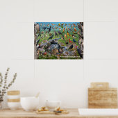 Vögel im Hinterhof der Insel Rhode Poster (Küche)