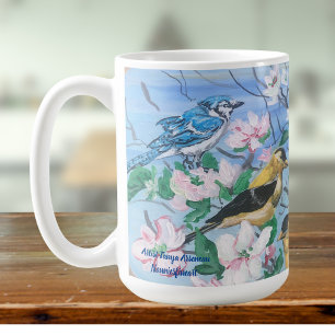 Vögel im Hinterhof Handbemalte Kunst Kaffeetasse
