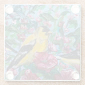 Vögel im Hinterhof handgemalte Kunst Glasuntersetzer (Rückseite)