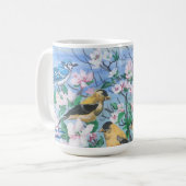 Vögel im Hinterhof Handgemalte Kunst Kaffeetasse (Vorderseite Links)