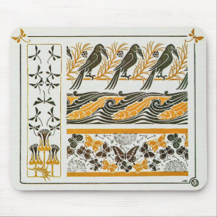 Vögel im Jugendstil von Maurice Verneuil Mousepad