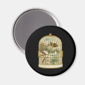 Vogel im Käfig Winterlandschaft Magnet (Vorderseite/Rückseite)