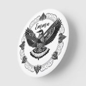 Vogel im Mandala Runde Wanduhr (Winkel)