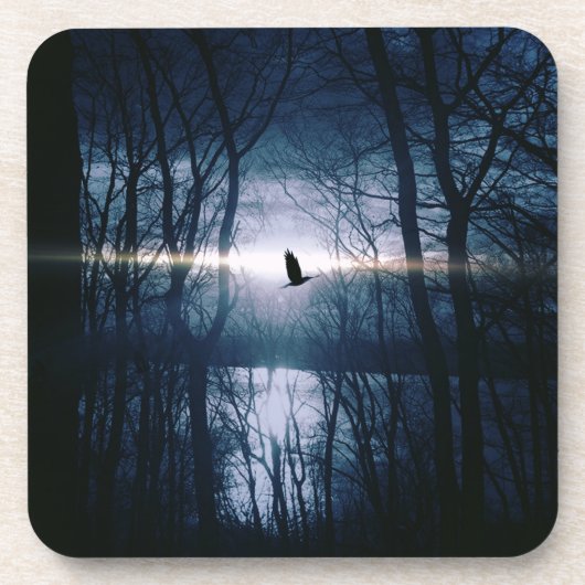 Vogel im Mondlicht Untersetzer (Vorderseite)