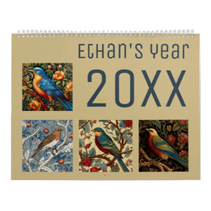 Vögel im Morris-Stil - Neues Jahr 2025 Kalender