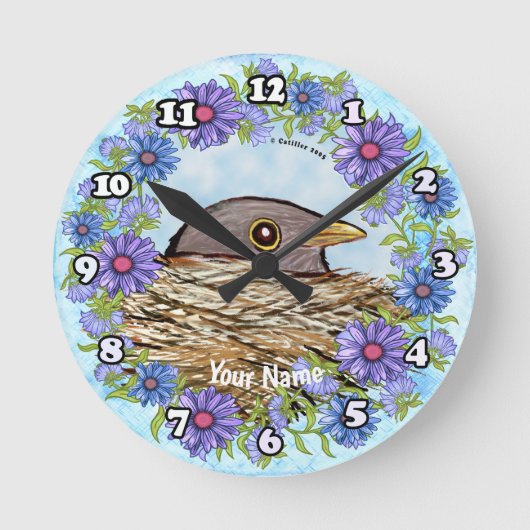 Vogel im Nest Uhr (Vorderseite)