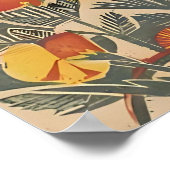 Vogel im orangefarbenen Druck Poster (Ecke)