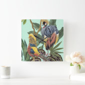 Vögel im Paradies - Große Vögel Quadratische Wanduhr (Zuhause)