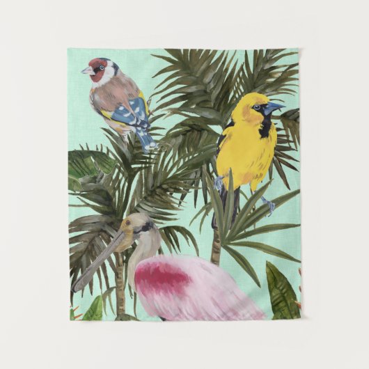 Vögel im Paradies Wandteppich (Vorderseite)
