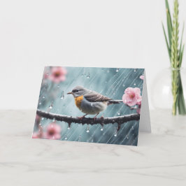 Vogel im Regen-Beileid Karte