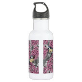 Vögel im Rosa-lila-Garten Edelstahlflasche (Rückseite)